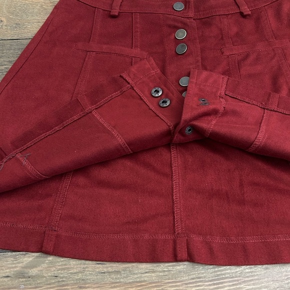 ZARA Deep Rust Orange A-Line Skirt w/Front Snap Buttons faux Pockets Academia - Picture 8 of 8